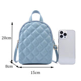 Vegan Leather Plaid Small Backpack Women Convertible Tote Daypack