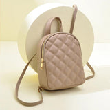 Vegan Leather Plaid Small Backpack Women Convertible Tote Daypack