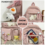 Women Nylon Backpack Multi-Pocket Student School Bag