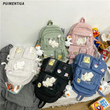 Women Nylon Backpack Multi-Pocket Student School Bag