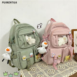 Women Nylon Backpack Multi-Pocket Student School Bag