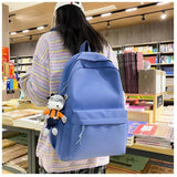 Women Solid College Backpack Lady Casual Nylon School Book Bag Girl Travel Bag