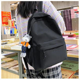 Women Solid College Backpack Lady Casual Nylon School Book Bag Girl Travel Bag