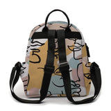 Abstract Line Face Printed Mini Backpack Multicolour School Bag