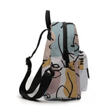 Abstract Line Face Printed Mini Backpack Multicolour School Bag