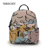 Abstract Line Face Printed Mini Backpack Multicolour School Bag