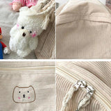 Solid Corduroy Women Backpack Teenage Schoolbag