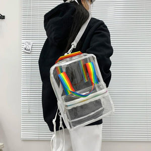 Transparent Backpack for College Students Women Waterproof Schoolbag