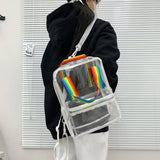 Transparent Backpack for College Students Women Waterproof Schoolbag