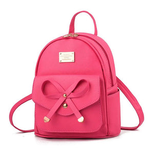 Women College Style Mini Backpack PU Leather School Bag