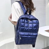 Quilted Plaid Women's Backpack Down Casual Female Backpack