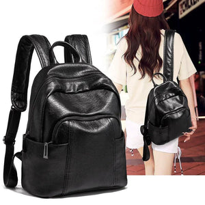 Oil Skin Backpack Girls Four Seasons Backpack Women's Bag Light Retro