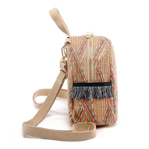 Straw Woven Bag Small Holiday Beach Bags Women Print Shoulder Bags