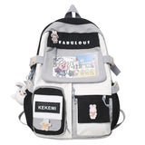 Women Multi-Pocket Nylon Rabbit Ins Junior High School Student School Bag