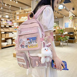 Women Multi-Pocket Nylon Rabbit Ins Junior High School Student School Bag
