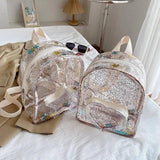 Sequin Clear Backpack Women Casual Street Zipper Bag