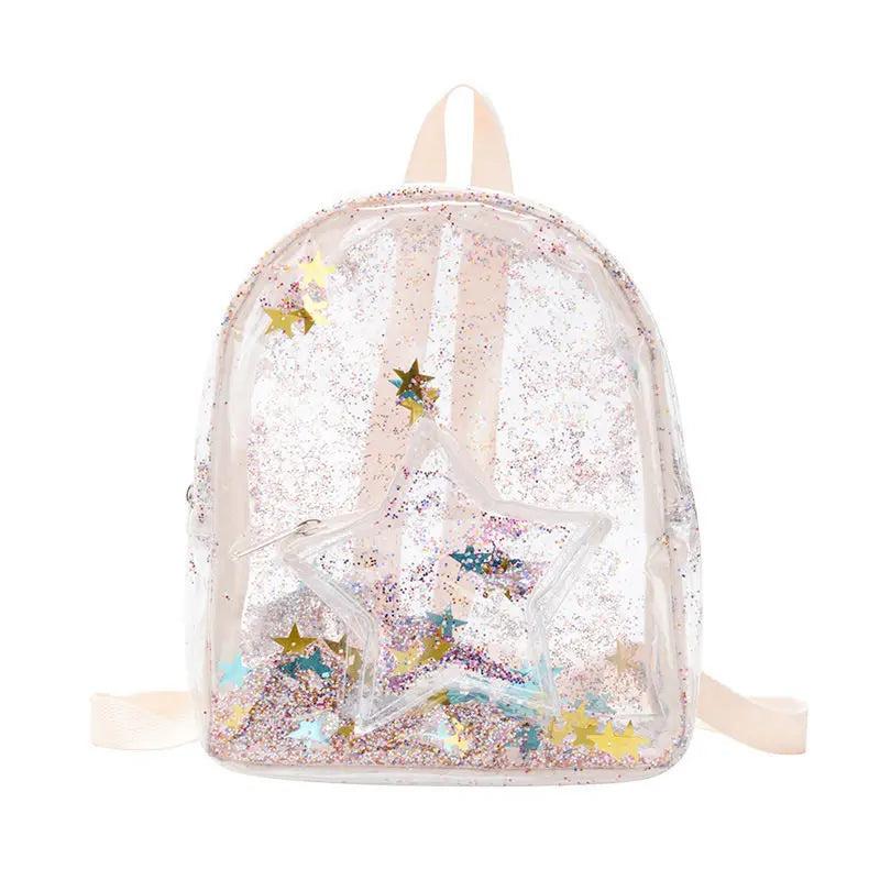 Sequin Clear Backpack Women Casual Street Zipper Bag