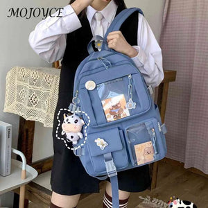 Fashionable Women Backpacks Transparent Patchwork Large Capacity Rucksack