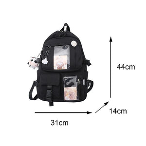 Fashionable Women Backpacks Transparent Patchwork Large Capacity Rucksack