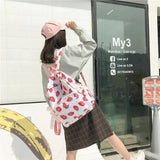 Waterproof Nylon Strawberry Backpack for Women - Large Capacity