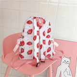 Waterproof Nylon Strawberry Backpack for Women - Large Capacity