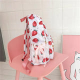 Waterproof Nylon Strawberry Backpack for Women - Large Capacity