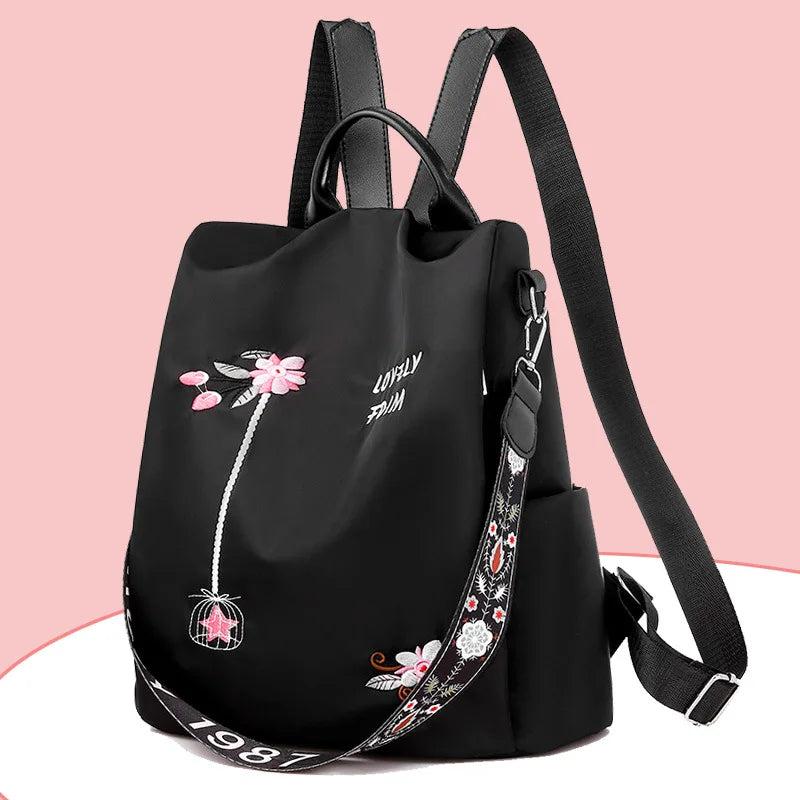 Ethnic Style 3D Embroidery Backpack Women's Oxford Cloth Backpack