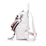 Retro Zipper Leather Backpack with Tassels
