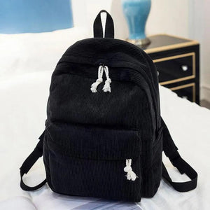 Stylish Corduroy Women Backpack for School Girls Vintage Ladies Bookbag
