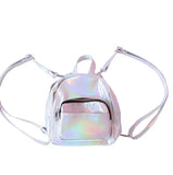 Silver Laser Backpack PU Leather Holographic School Bags for Girls