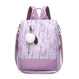Floral Nylon Backpack for Ladies One-shoulder Student School Bag