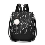 Floral Nylon Backpack for Ladies One-shoulder Student School Bag