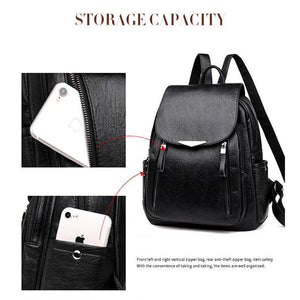 Women Pu Leather Backpack Solid Bagpack Ladies Backbag Female Designers