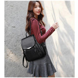 Women Pu Leather Backpack Solid Bagpack Ladies Backbag Female Designers