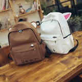 Canvas Backpack Cartoon Rabbit Ears Student Rucksack