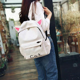 Canvas Backpack Cartoon Rabbit Ears Student Rucksack