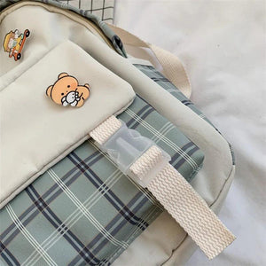 Japanese Style Plaid Girl Backpack for Junior High School
