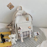 Japanese Style Plaid Girl Backpack for Junior High School
