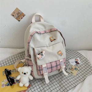 Japanese Style Plaid Girl Backpack for Junior High School