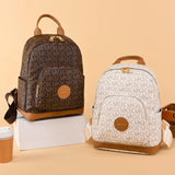 Vintage Print PU Leather Anti-theft Travel Backpack