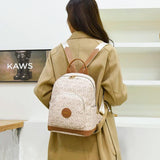 Vintage Print PU Leather Anti-theft Travel Backpack