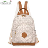 Vintage Print PU Leather Anti-theft Travel Backpack