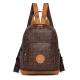 Vintage Print PU Leather Anti-theft Travel Backpack