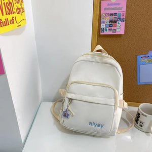 Nylon Women Backpack Small Travel Bag Letters Embroidery Mini Shoulder Bag
