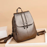 Soft Leather Women's Travel Backpack Large Capacity