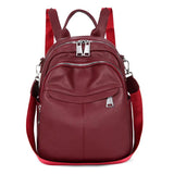 Women Waterproof Leather Zipper Backpack Casual Travel Bag