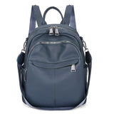 Women Waterproof Leather Zipper Backpack Casual Travel Bag