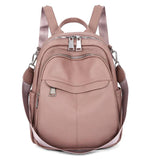 Women Waterproof Leather Zipper Backpack Casual Travel Bag