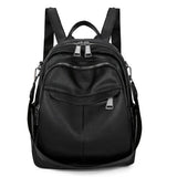 Women Waterproof Leather Zipper Backpack Casual Travel Bag