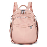 Women Waterproof Leather Zipper Backpack Casual Travel Bag